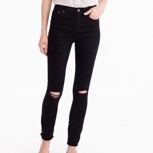 J. Crew Distressed Lookout High Rise Skinny Stretch Jeans in Black Size 25